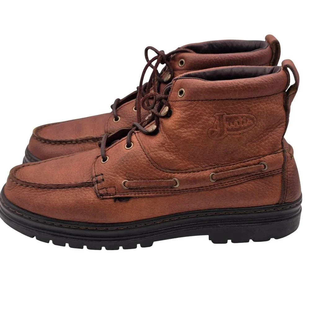 Justin Boots Mens 11 Brown Leather Chukka Moc Toe Ankle Lace Up Casual 991 Rodeo